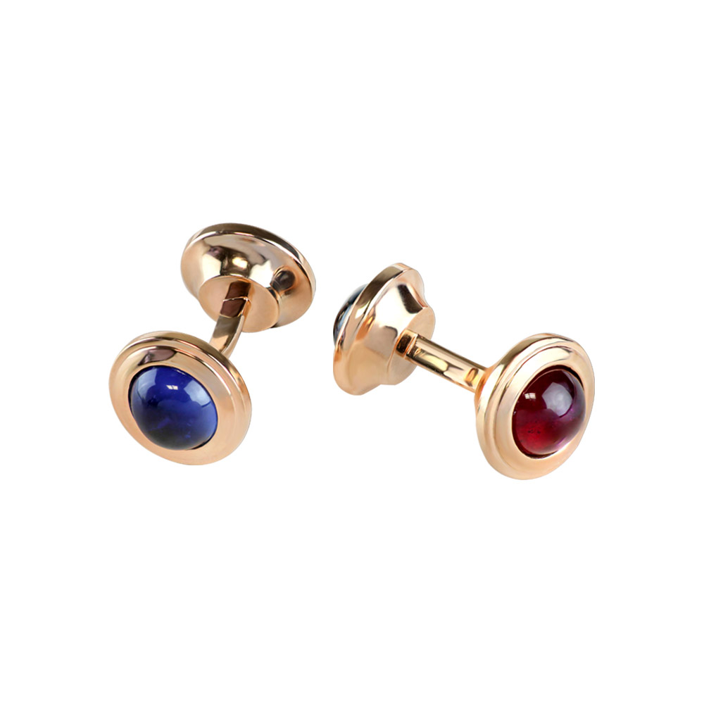 SAPPHIRE AND RUBY ROSE GOLD CUFFLINKS