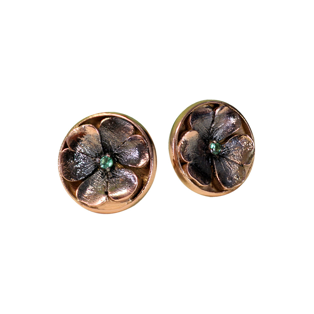 ANTIQUE EMERALD FLORAL EARRINGS