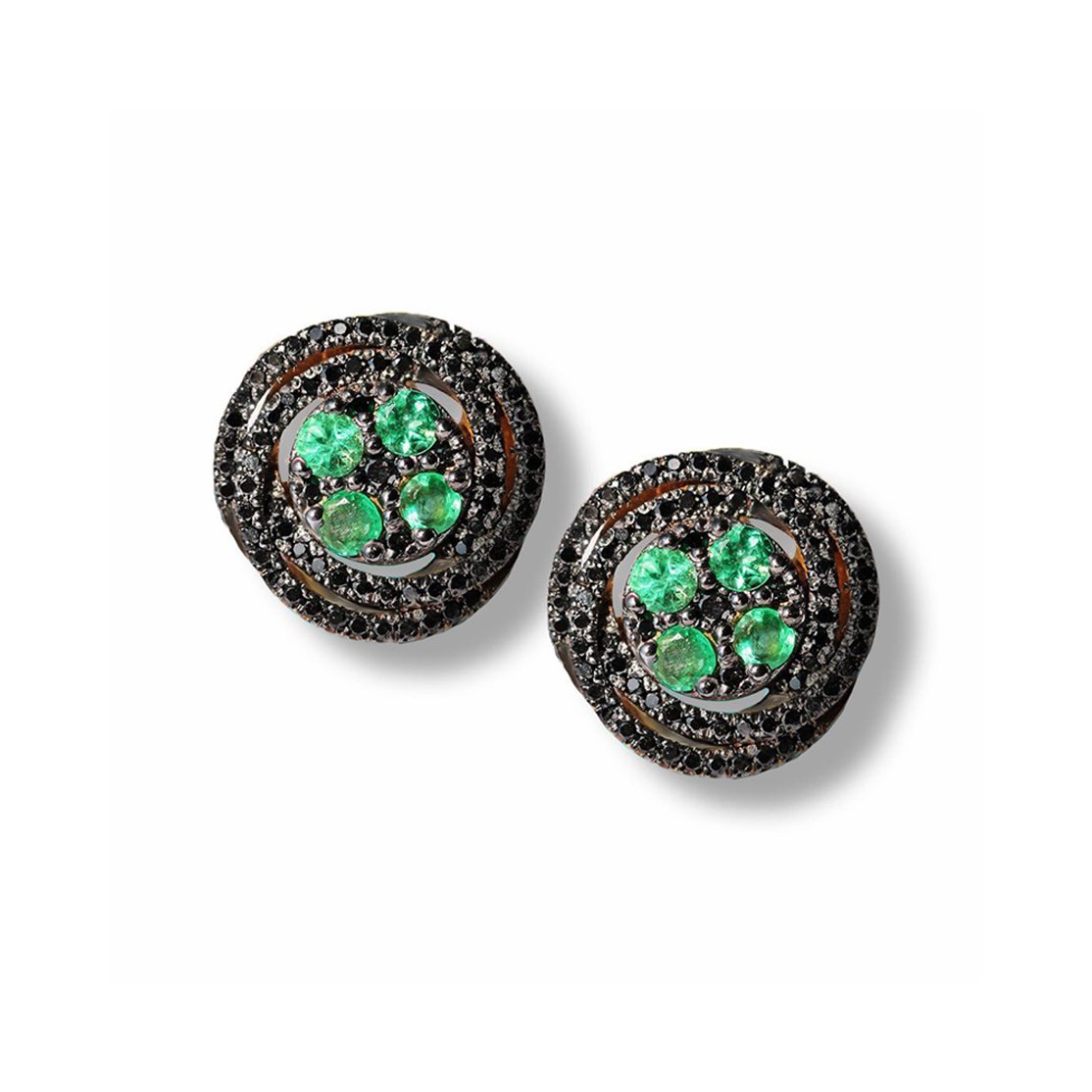 DOUBLE HALO EMERALD  EARRINGS