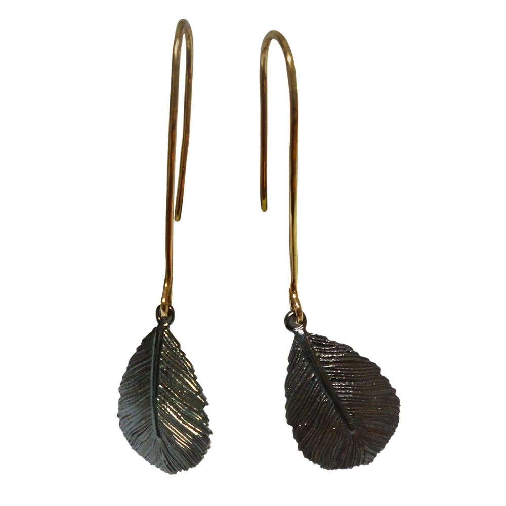 ROSE AND WHITE GOLD LEAF EARRINGS