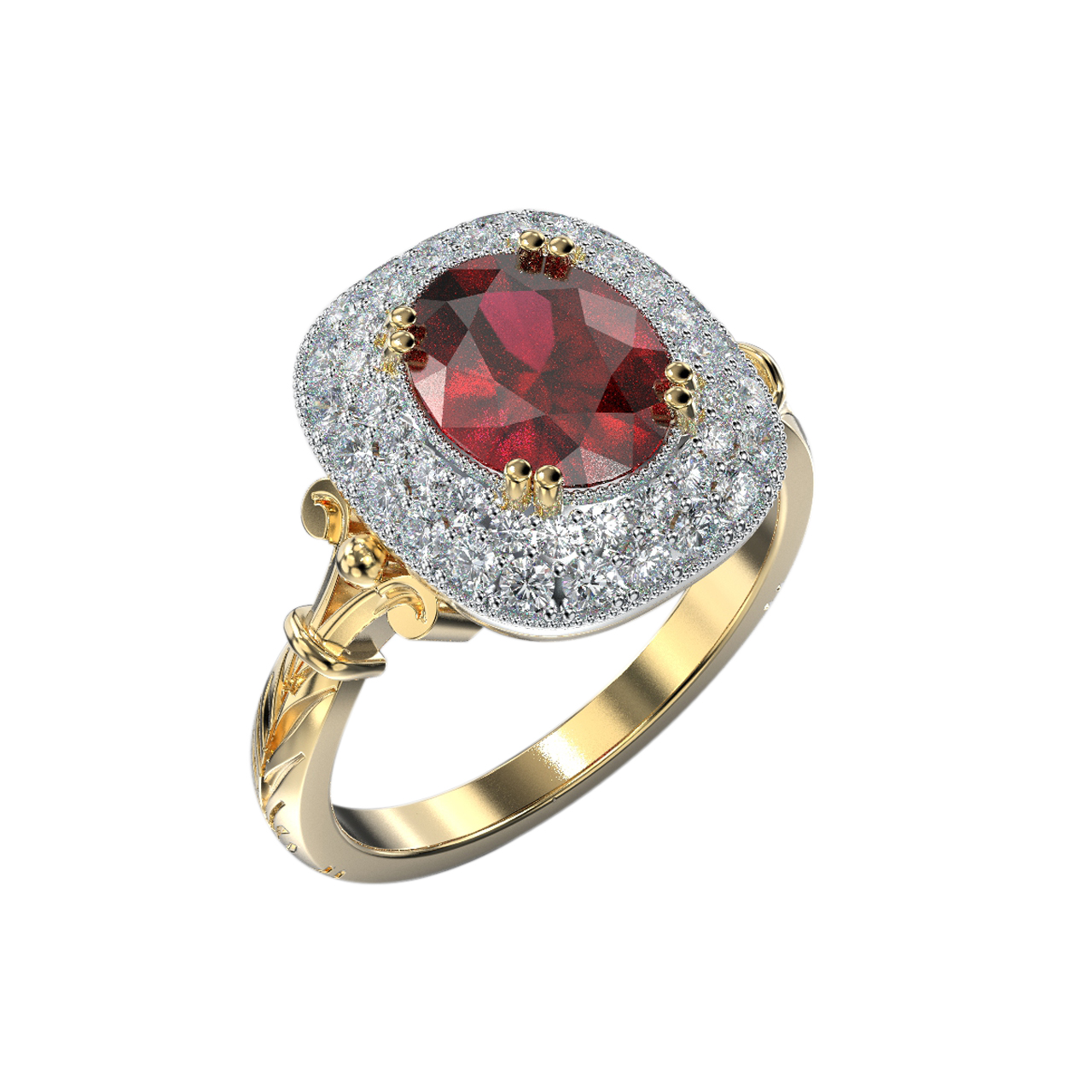 RUBY DUBLE HALO RING