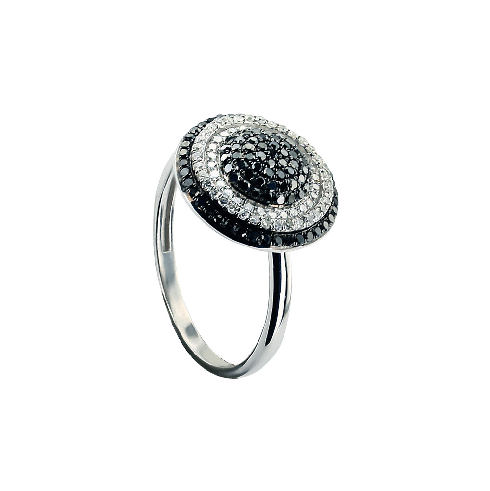 BLACK AND WHITE ZIRCON PAVE RING