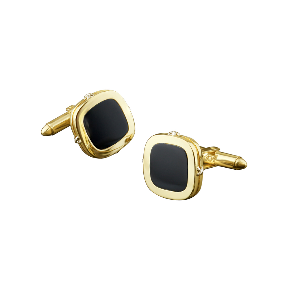 BLACK ENAMEL CUSHION CUFFLINKS