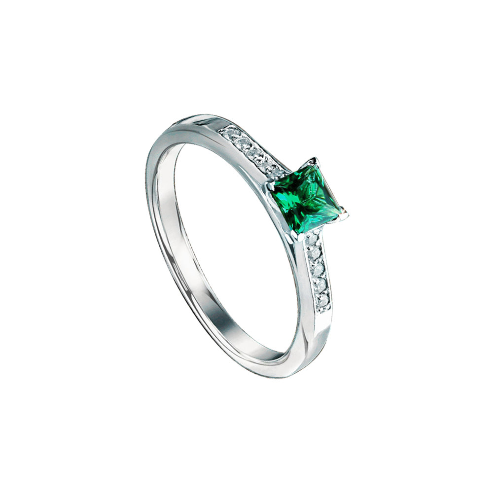 CLASSIC PAVE PRINCESS SOLITAIRE RING