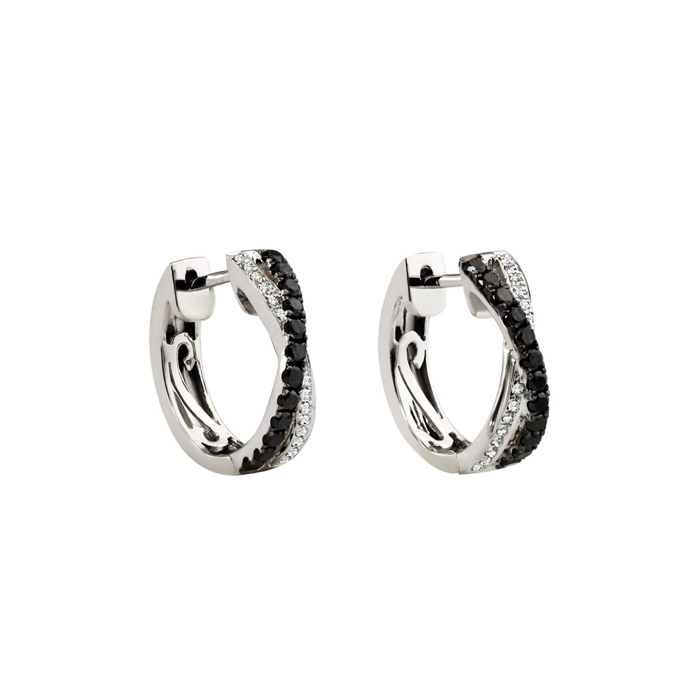 DOUBLE PAVE TWIST HOOP EARRINGS