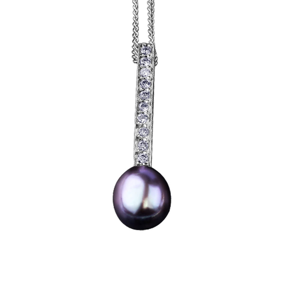 BLACK PEARL PAVE DROP PENDANT 