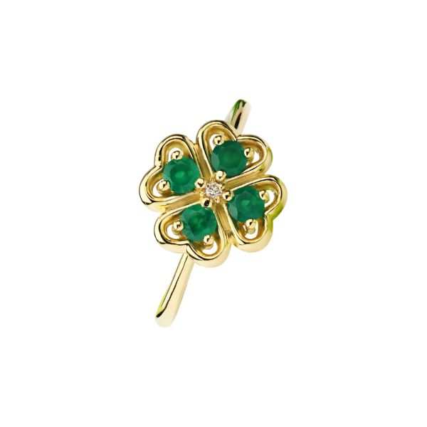 FOUR LEAF CLOVER EMERALD RING