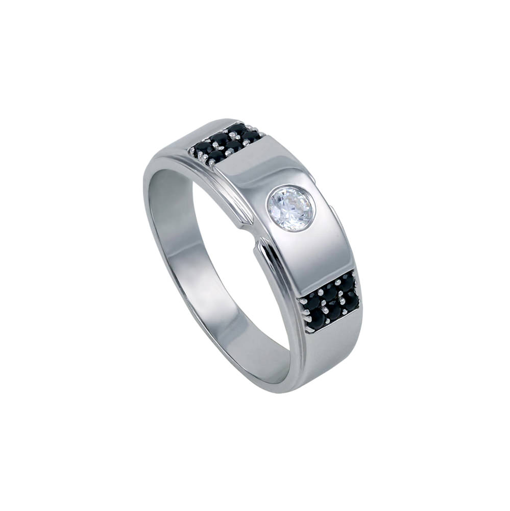 MENS BLACK AND WHITE ZIRCONS GOLD PAVE RING