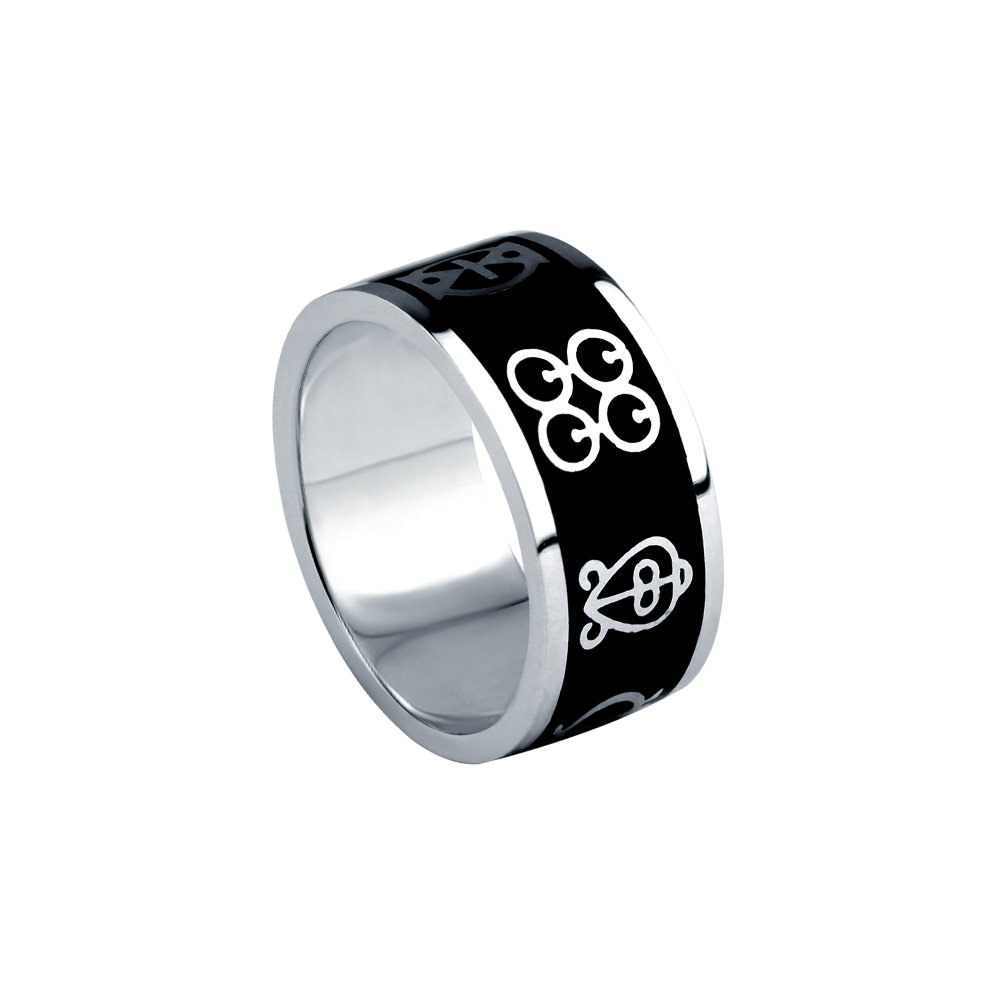 MEN BLACK ENAMEL PERSONALIZED BAND