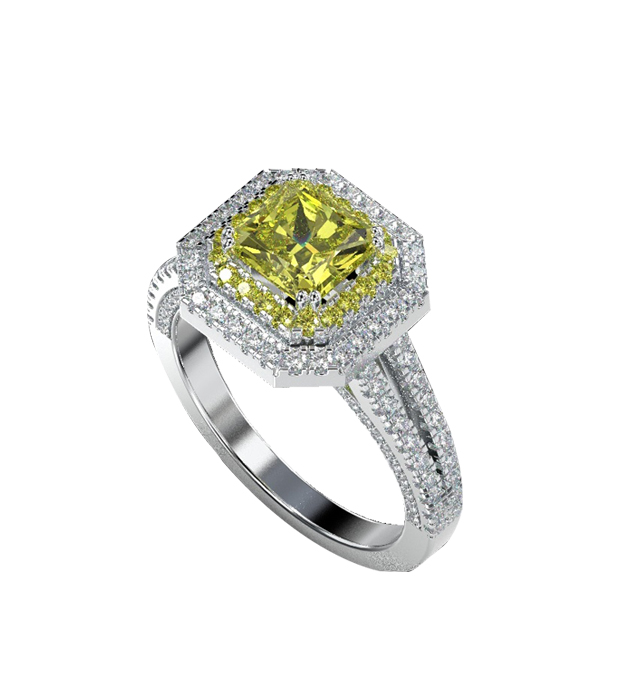 DOUBLE HALO CUSHION  RING