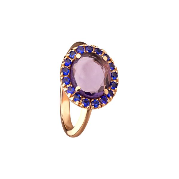 ROSE AMETHYST SAPPHIRE HALO RING