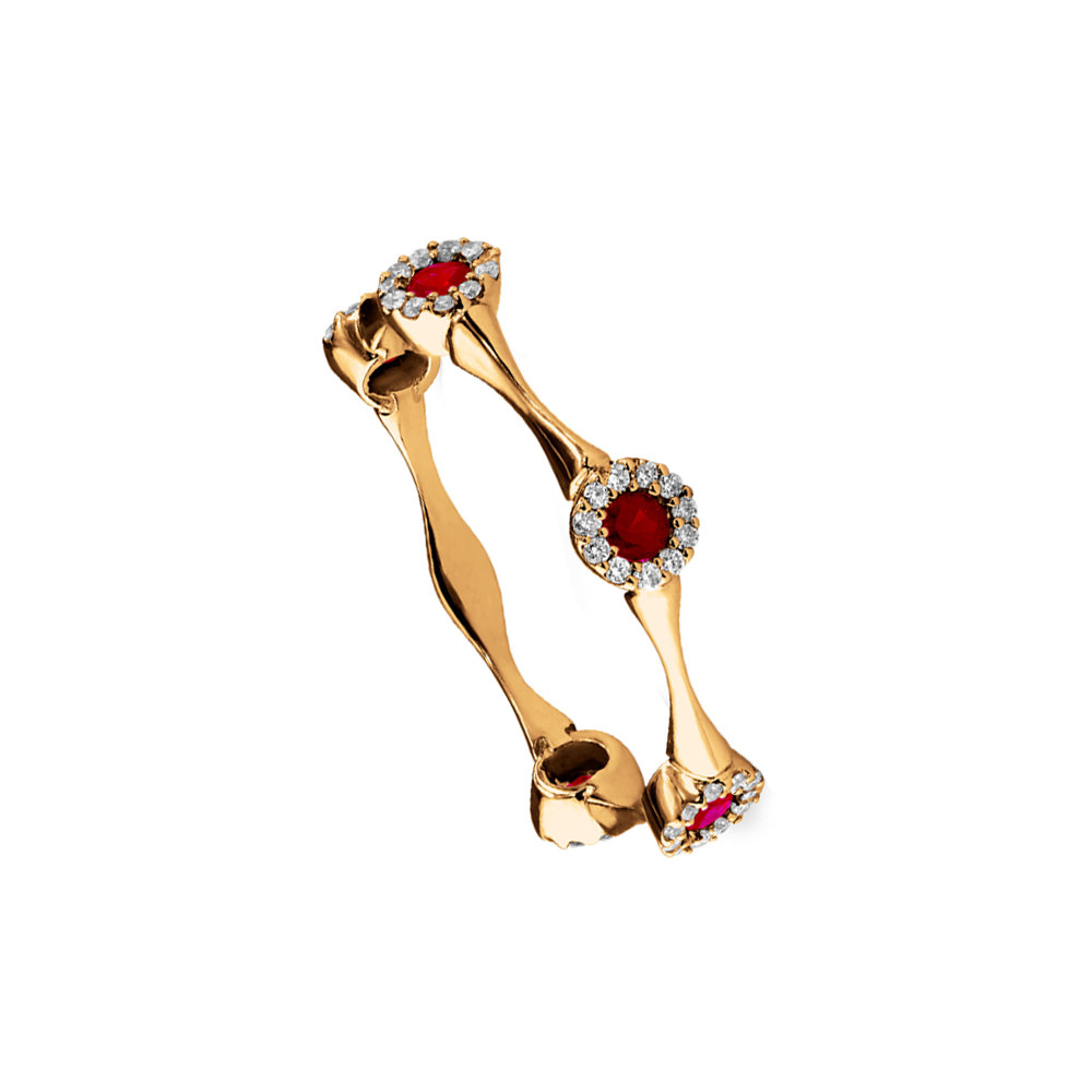 RUBY DROP HALO RING 