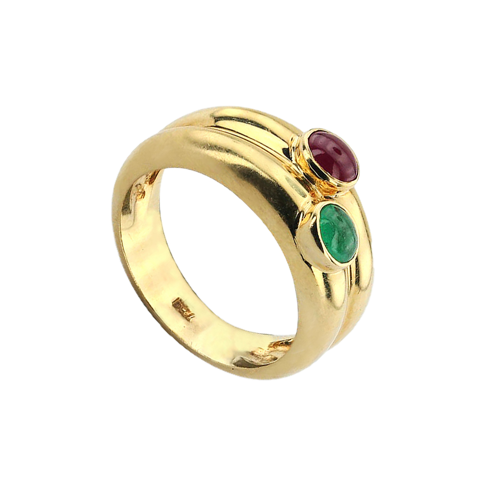 RUBY EMERALD OVAL CABOCHON BAND