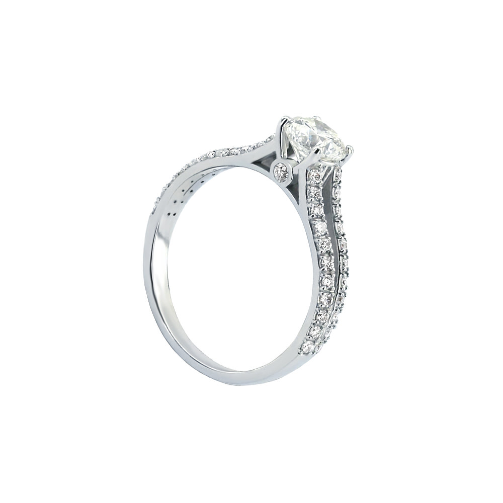 DOUBLE PAVE SOLITAIRE RING 