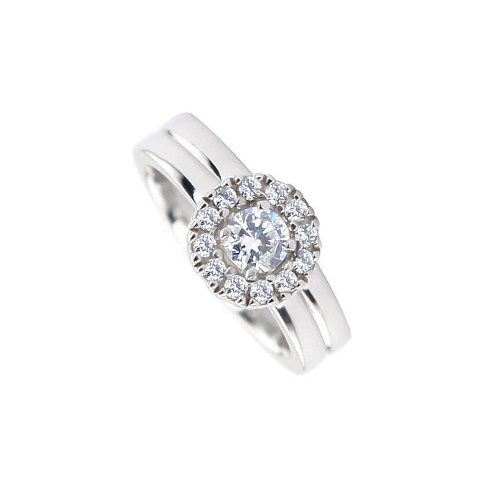 HALO DOUBLE BAND SOLITAIRE RING 