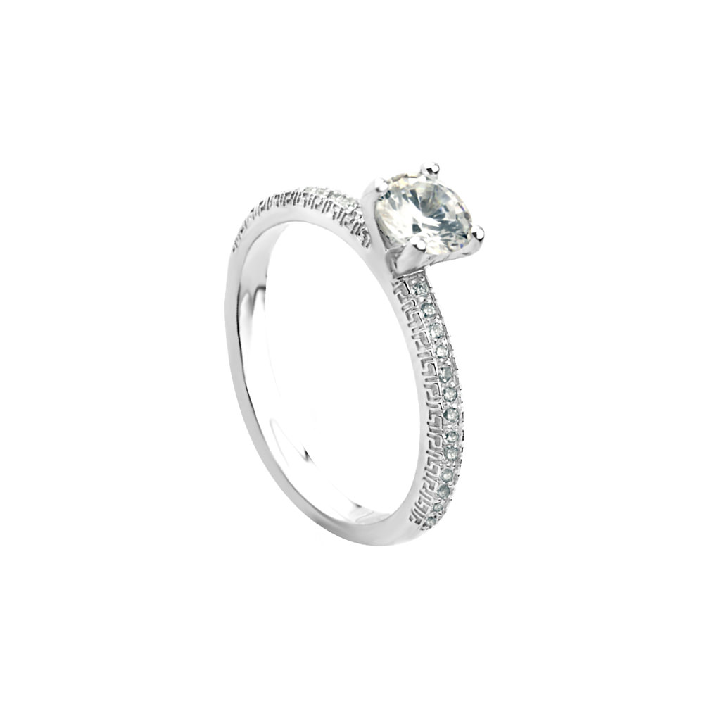 PIRRO MOTIF WHITE GOLD SOLITAIRE RING