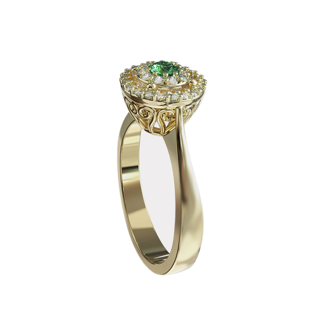 EMERALD  PAVE SOLITAIRE RING