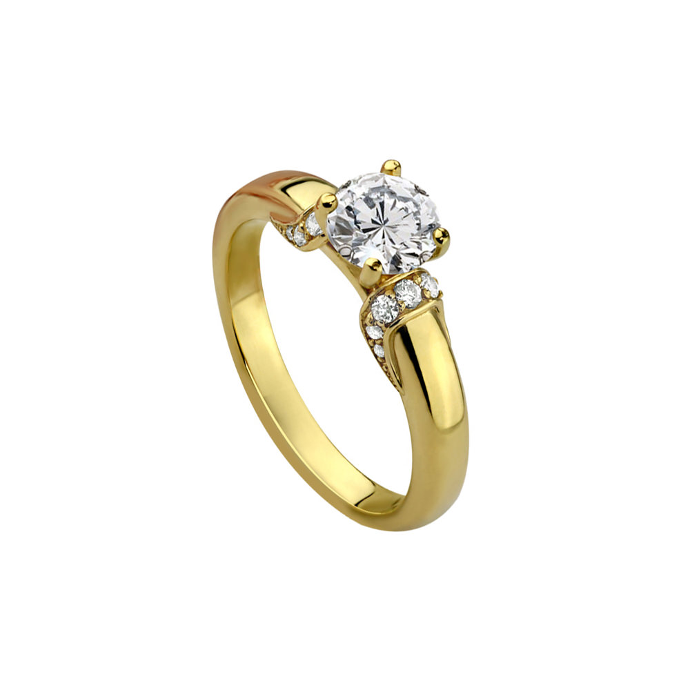 RIBBON PAVE SOLITAIRE RING 