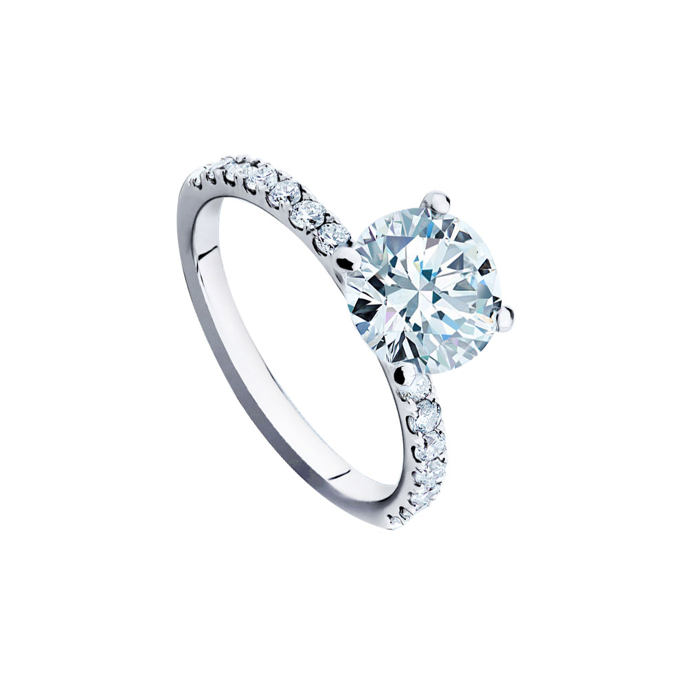 CLASSIC PAVE ROUND SOLITAIRE RING 