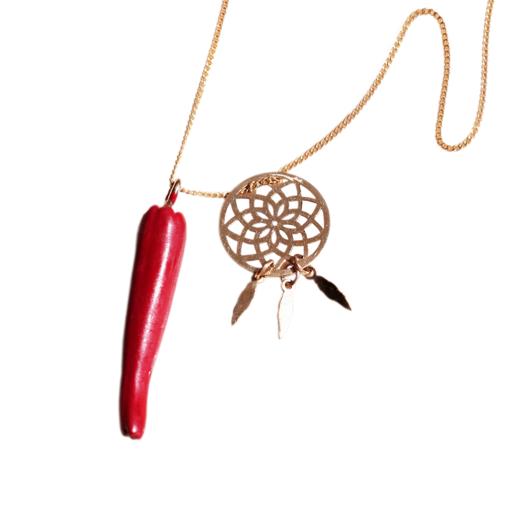 DREAMCATCHER  AND PEPPERONI  NECKLACE