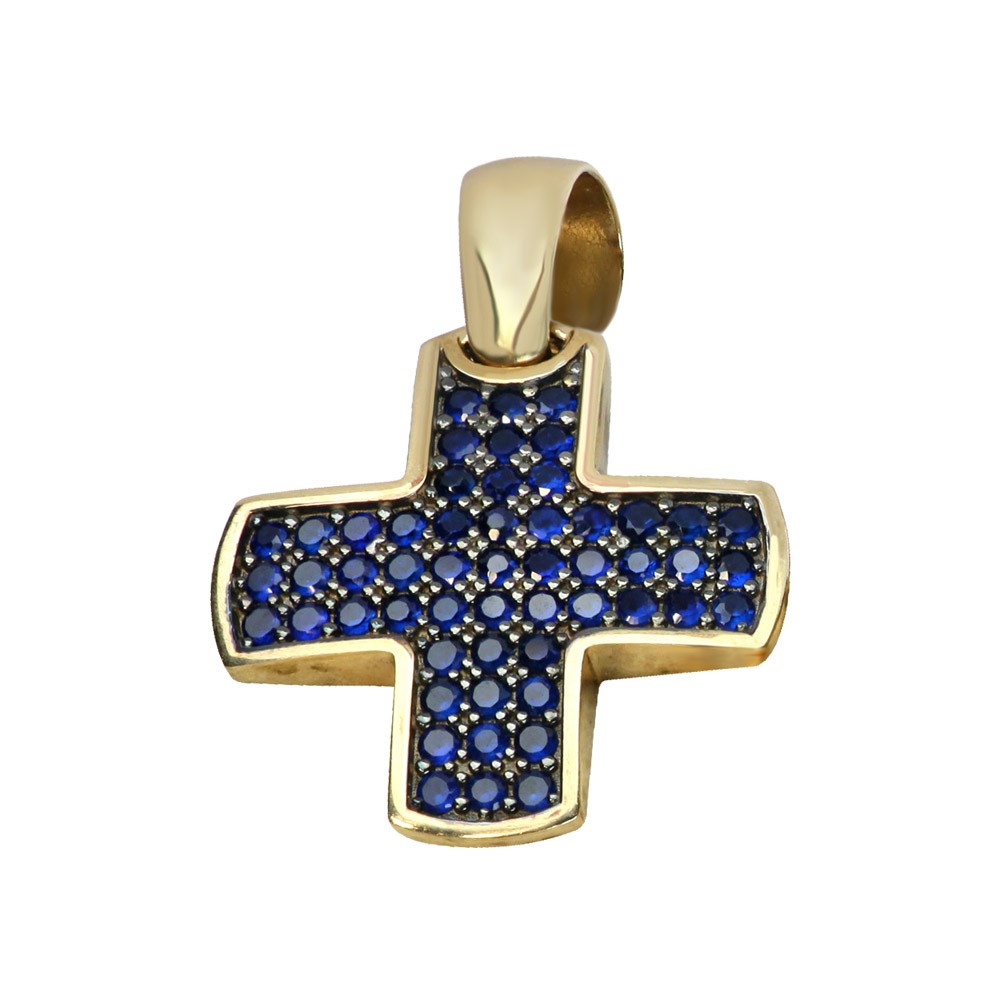 BLUE ZIRCONIUM CROOSS PENDANT