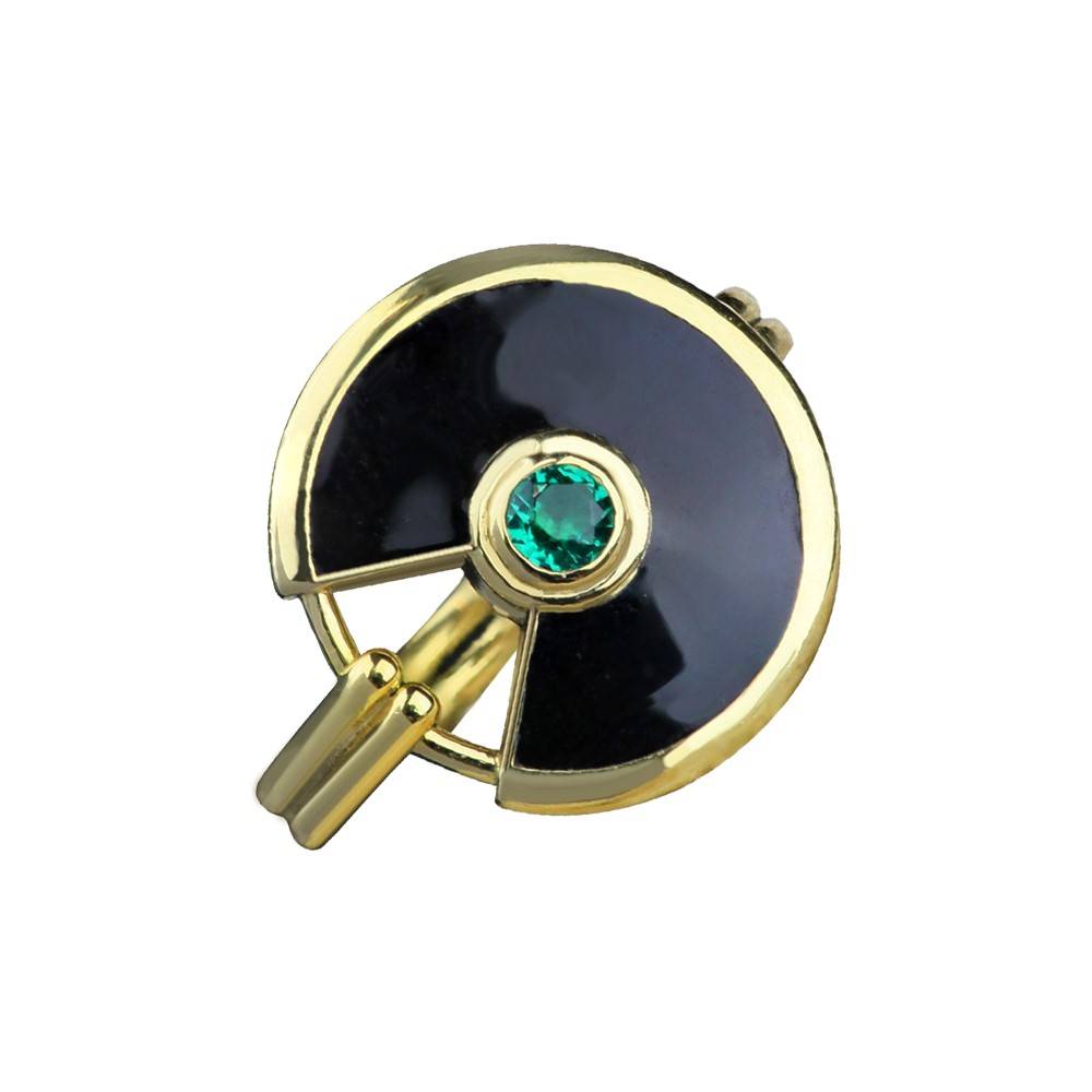 ENAMEL AND EMERALD MODERN WOMENS RING