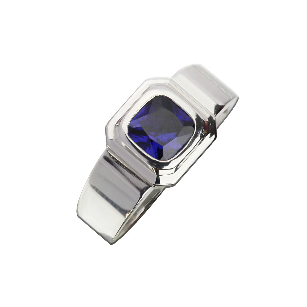 WHITE GOLD SAPPHIRE MEN RING