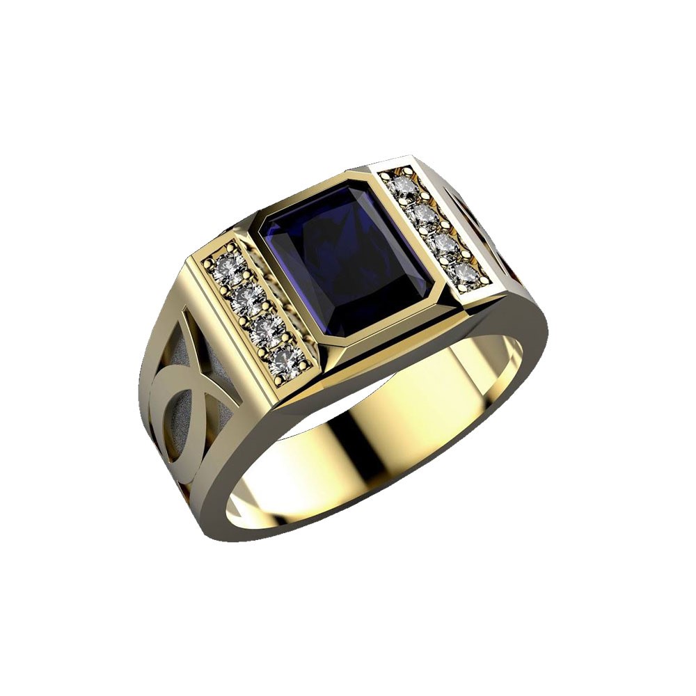 SAPPHIRE + ZIRCONIUM PERSONALISED MEN RING