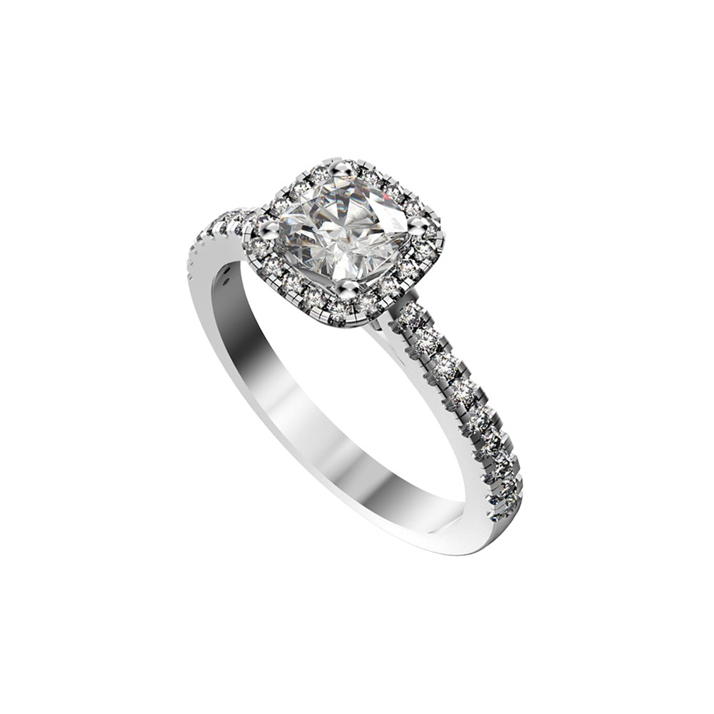  SINGLE HALO ZIRCONIUM RING (PRINCESS CUT )