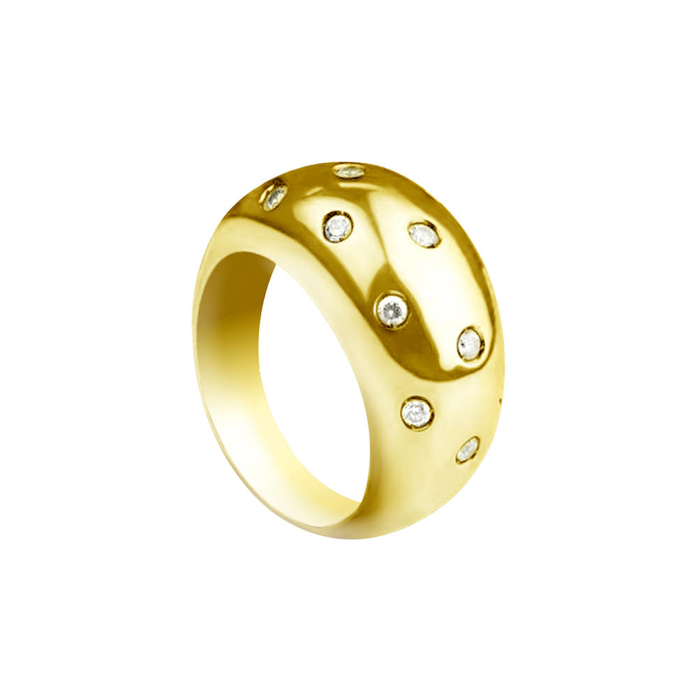 CLASSIC STUDDED YELLOW GOLD RING