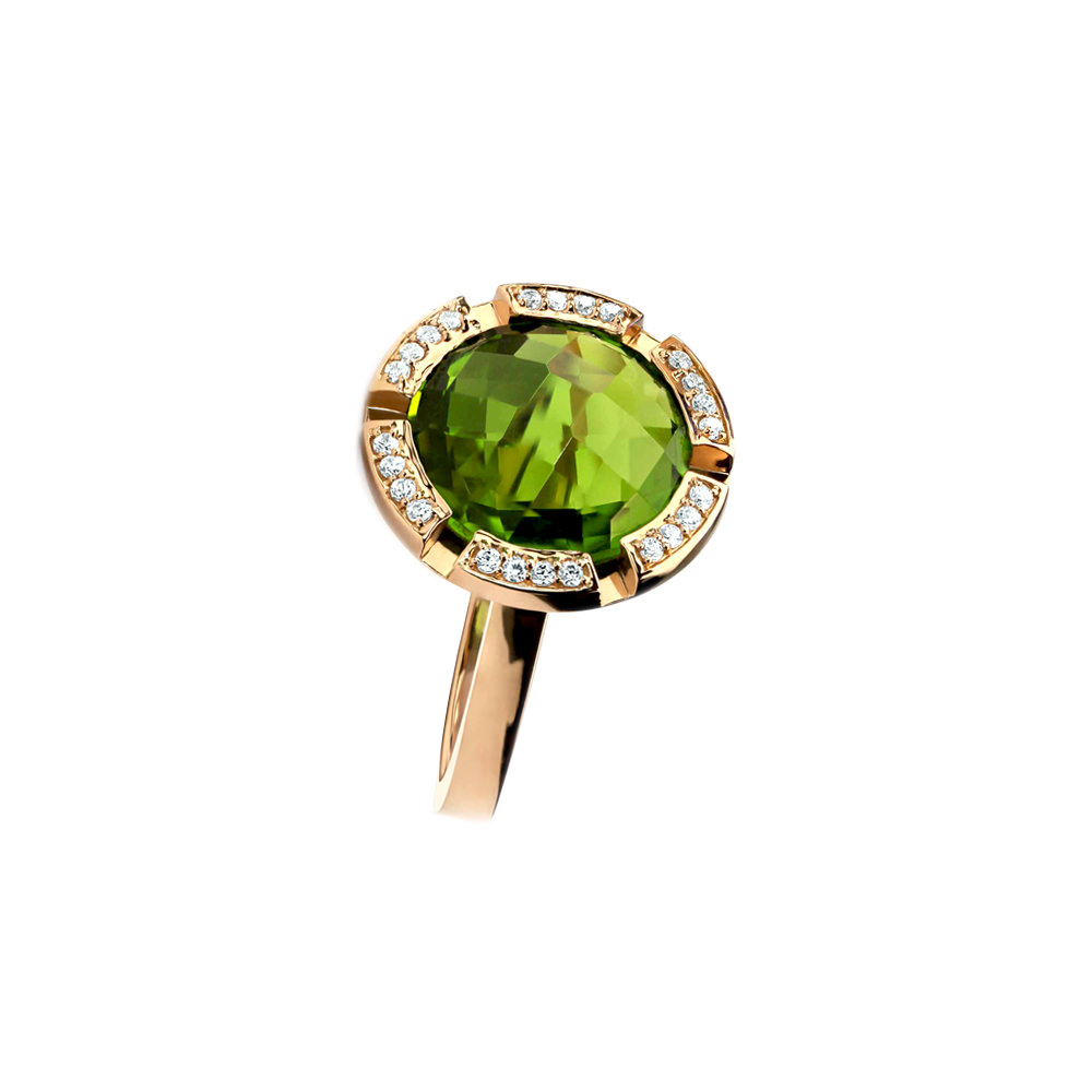 PERIDOT HALO MOTIF RING 