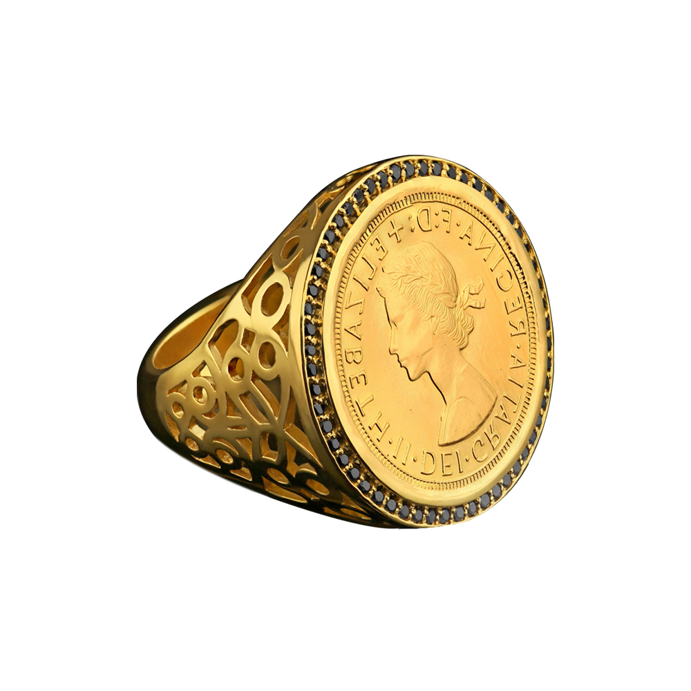 NET MOTIF HALO COIN RING 