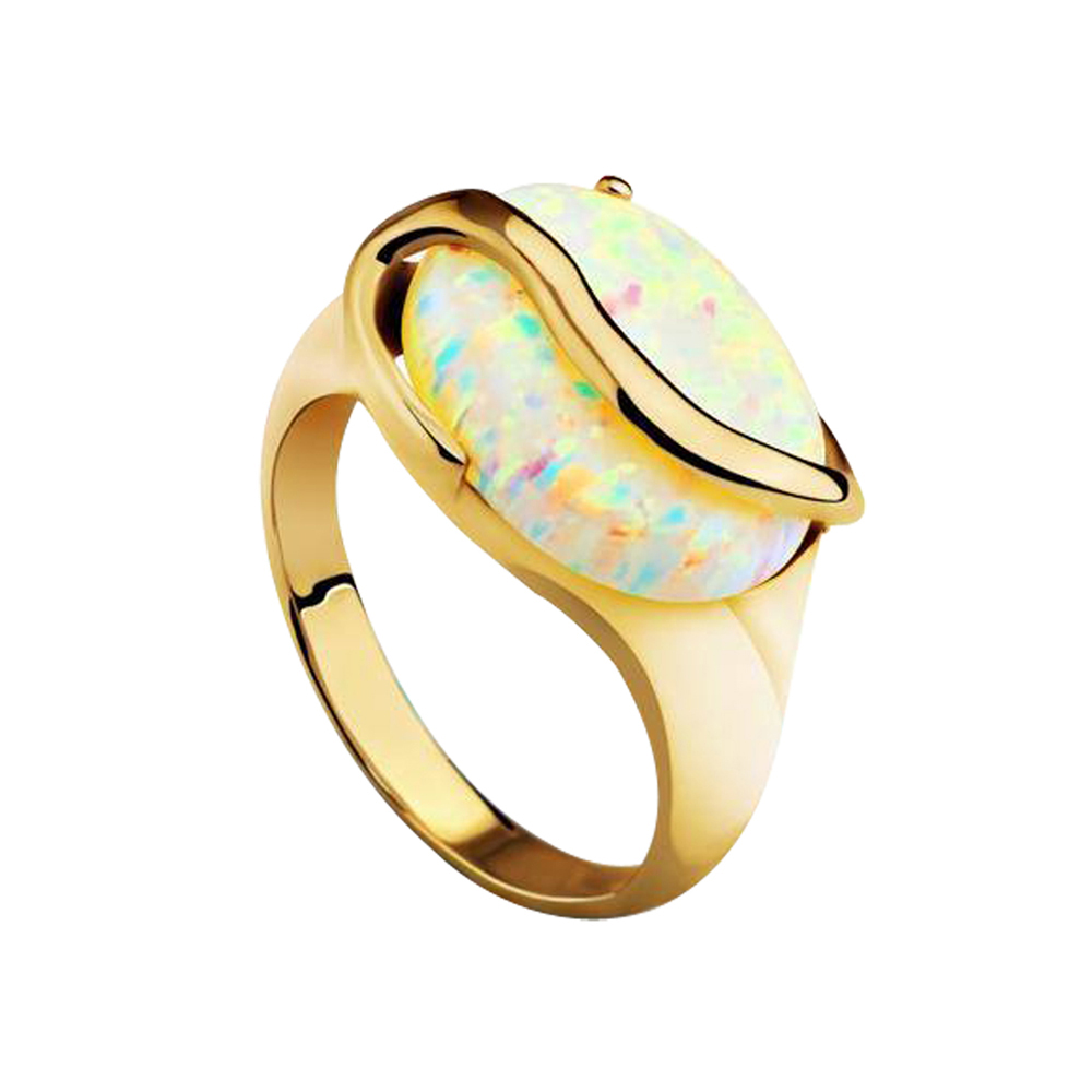 OPAL OVAL YELLOW GOLD RING
