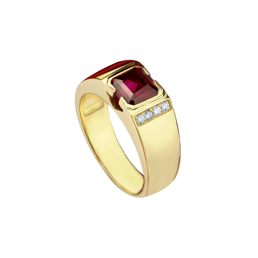 MEN RUBY ASCHER PAVE RING 