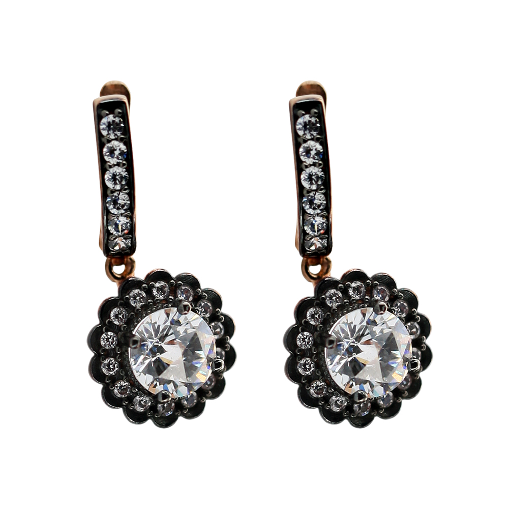ANTIQUE HALO PAVE DROP EARRINGS 