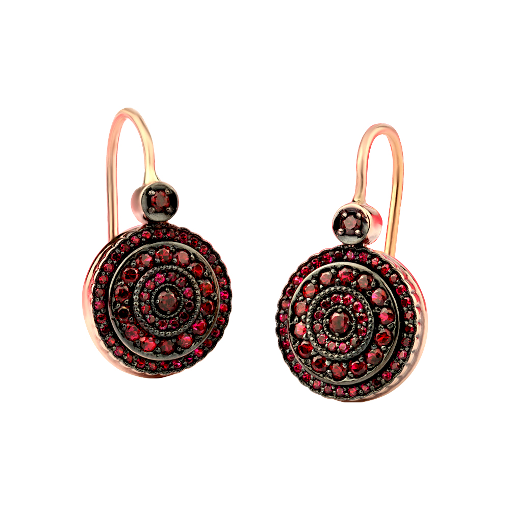RUBY ANTIQUE CLUSTER EARRINGS 