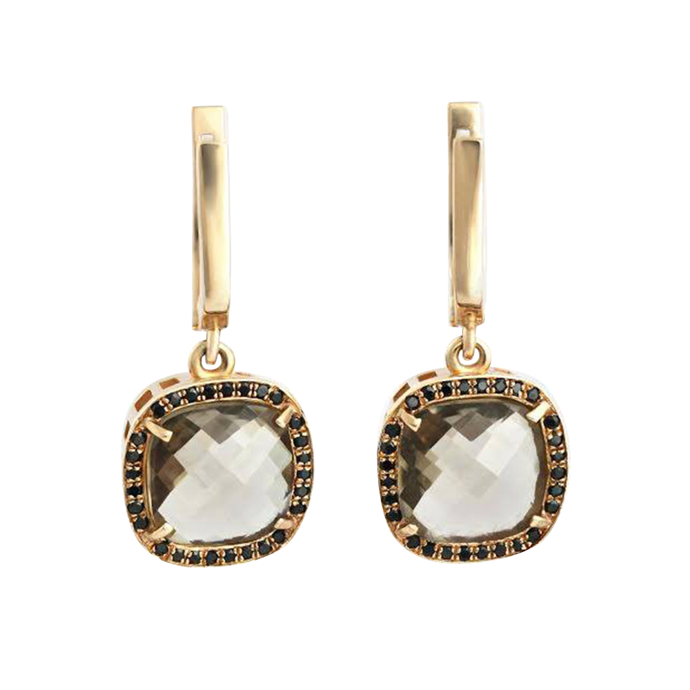 SMOKY QUARTZ HALO DROP EARRINGS