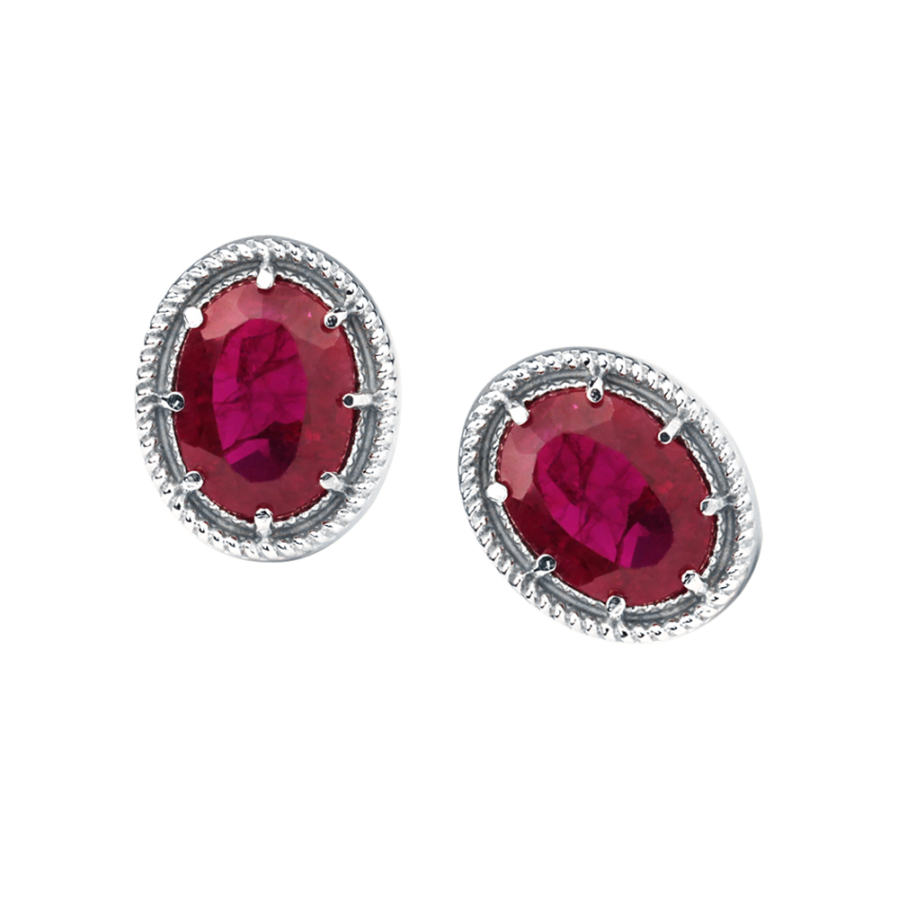 RUBY OVAL CLASSIC STUD EARRINGS