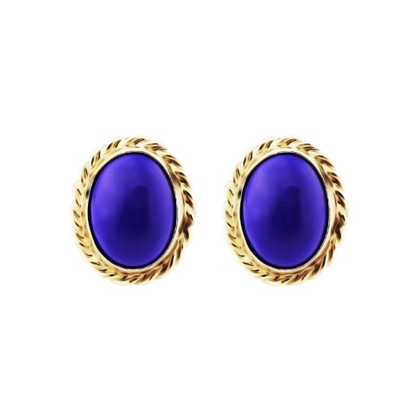 LAPIS LAZULI OVAL STUD EARRINGS