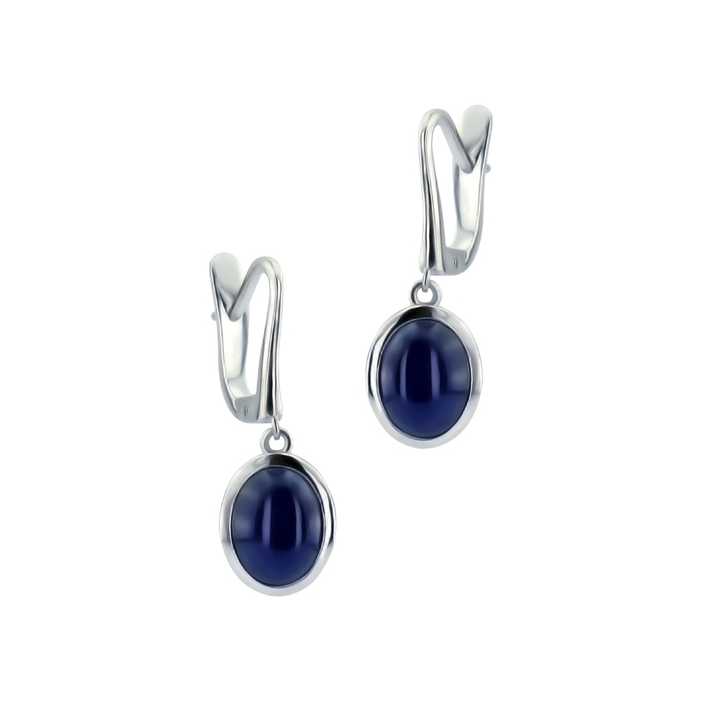 SAPPHIRE CABOCHON DROP EARRINGS 