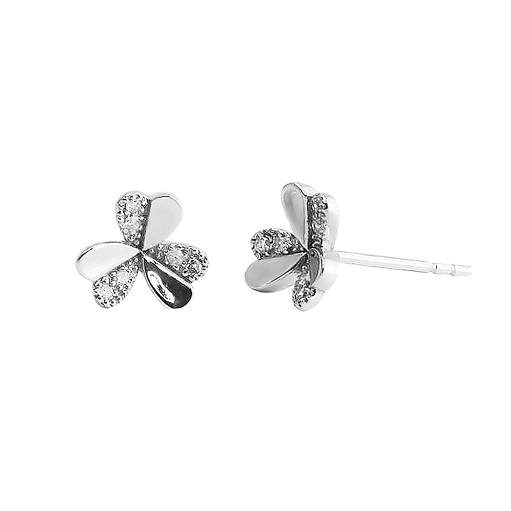 FLORAL PAVE WHITE GOLD STUD EARRINGS
