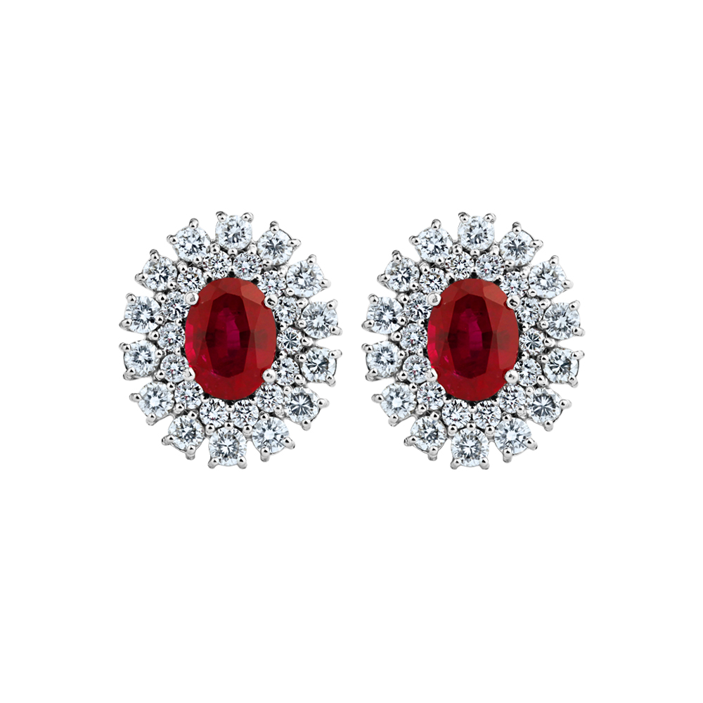 RUBY DOUBLE HALO EARRINGS 