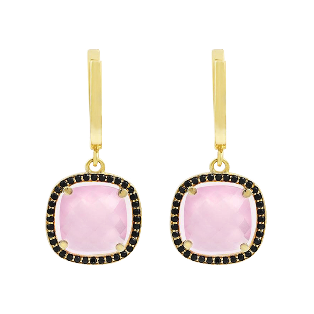 ROSE QUARTZ HALO DROP EARRINGS