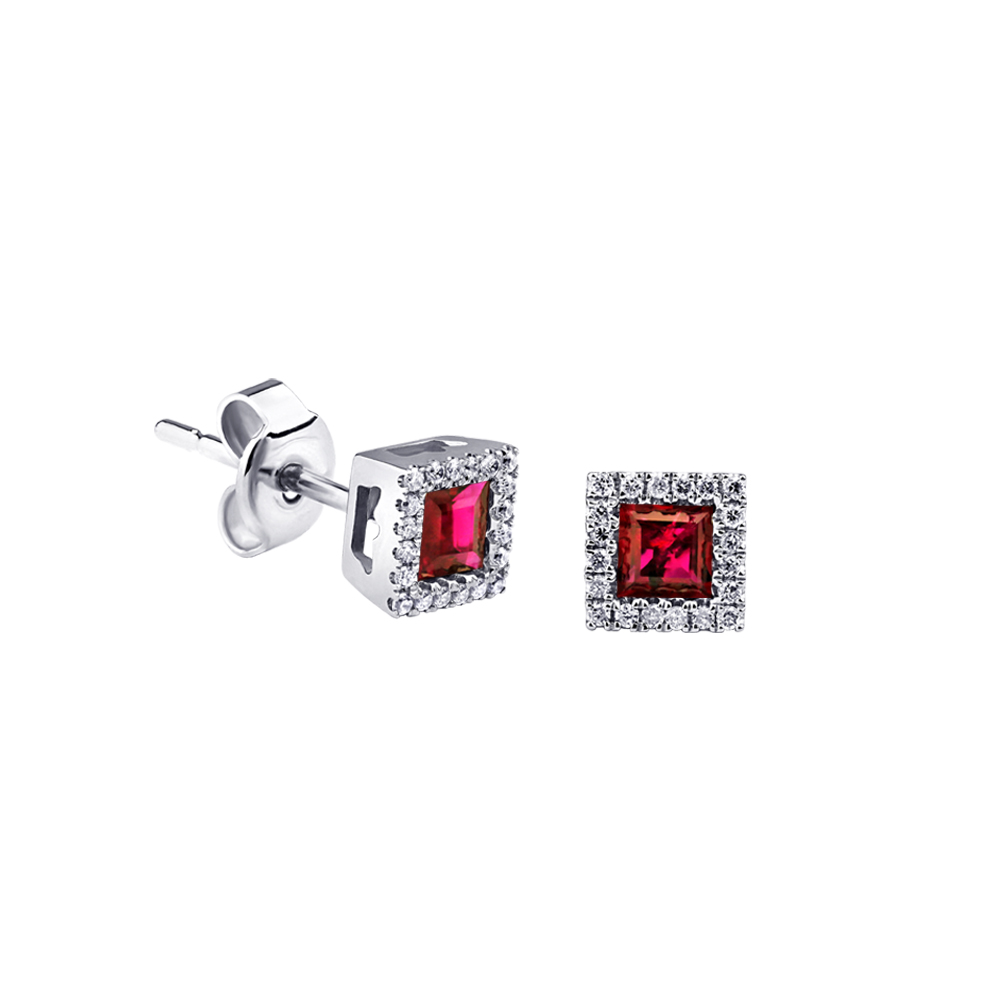 RUBY PRINCESS HALO  EARRINGS 