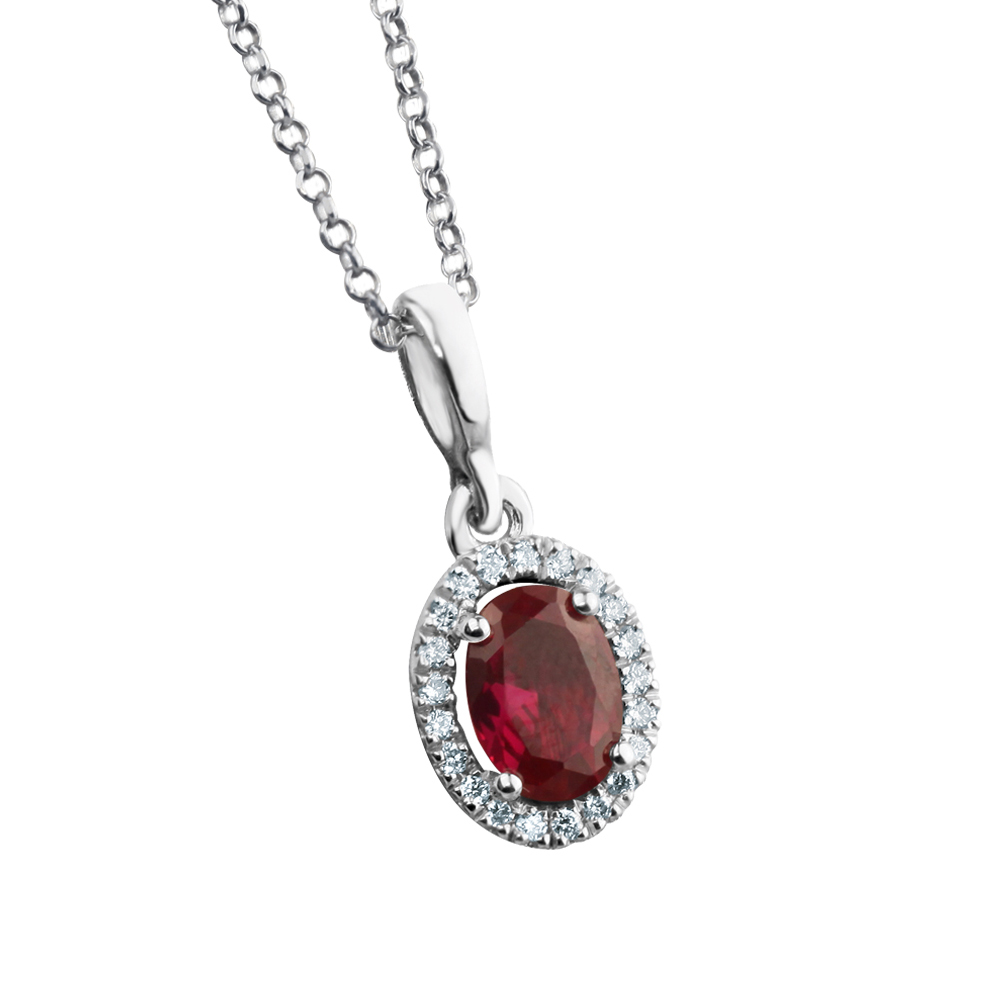 RUBY HALO WHITE GOLD PENDANT