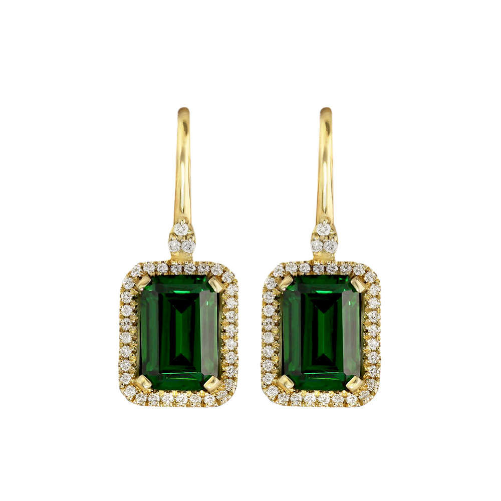 EMERALD HALO DROP EARRINGS 