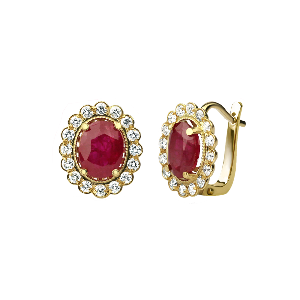 ROUNDED RUBY HALO EARRINGS