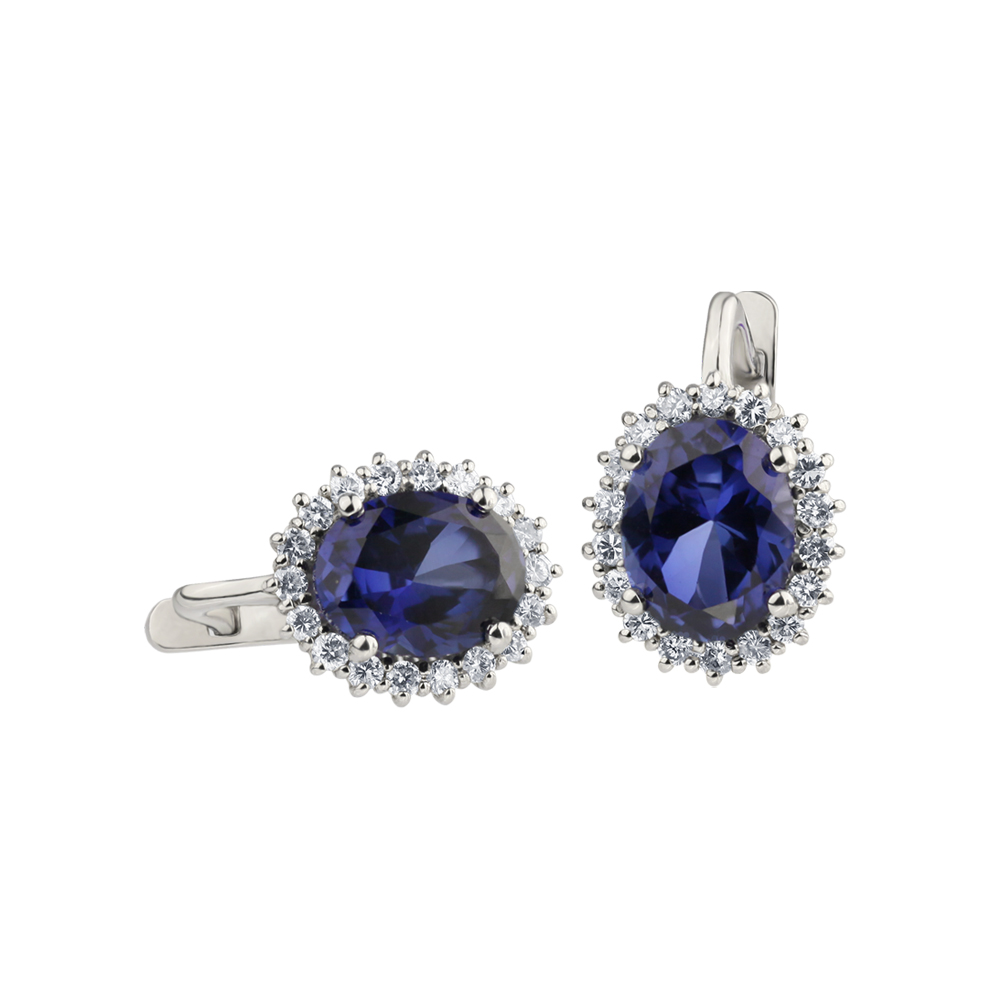 SAPPHIRE ROYAL HALO EARRINGS