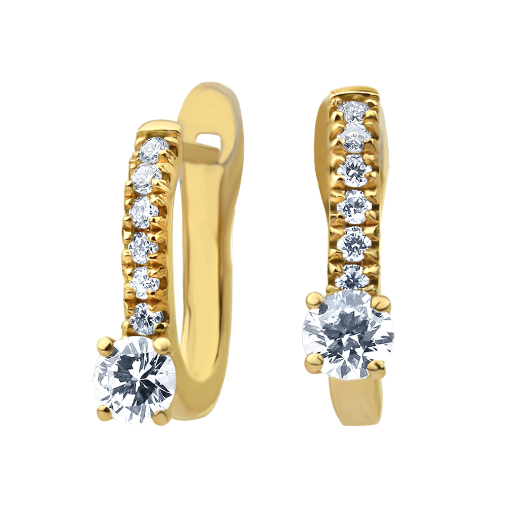 PAVE YELLOW GOLD EARRINGS