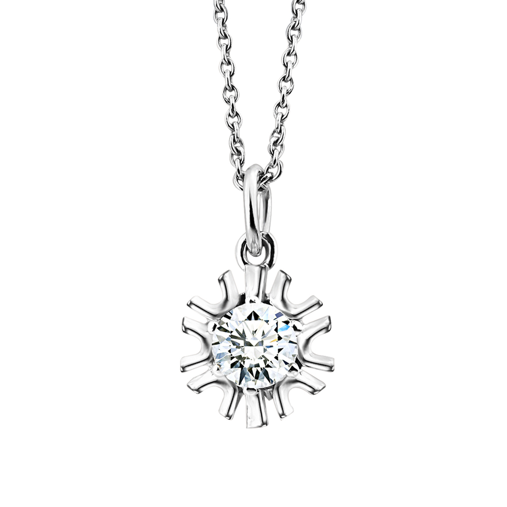 ARTDECO WHITE GOLD SOLITAIRE PENDANT 